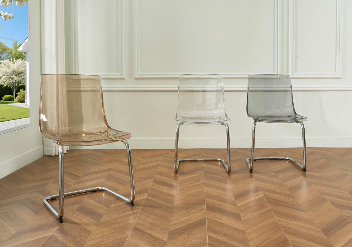 STUHL - Chromfarben/Transparent, Design, Kunststoff/Metall (48/86/50cm) - Stylife