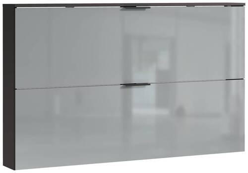 SCHUHSCHRANK Graphitfarben, Grau - Schwarz/Graphitfarben, Design, Glas/Holzwerkstoff (140/85/19cm)