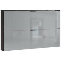 SCHUHSCHRANK Graphitfarben, Grau  - Schwarz/Graphitfarben, Design, Glas/Holzwerkstoff (140/85/19cm)