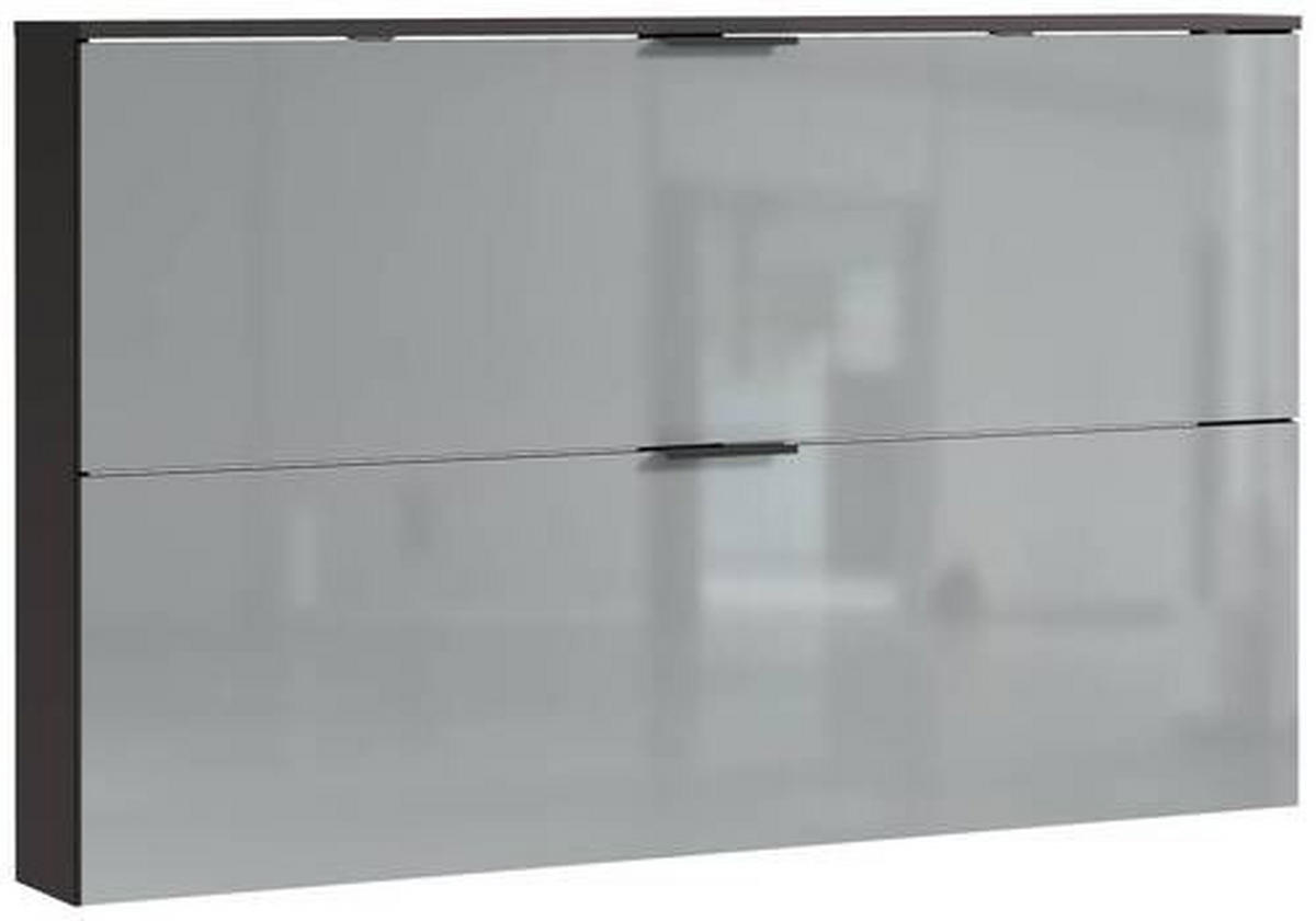 SCHUHSCHRANK Graphitfarben, Grau  - Schwarz/Graphitfarben, Design, Glas/Holzwerkstoff (140/85/19cm)