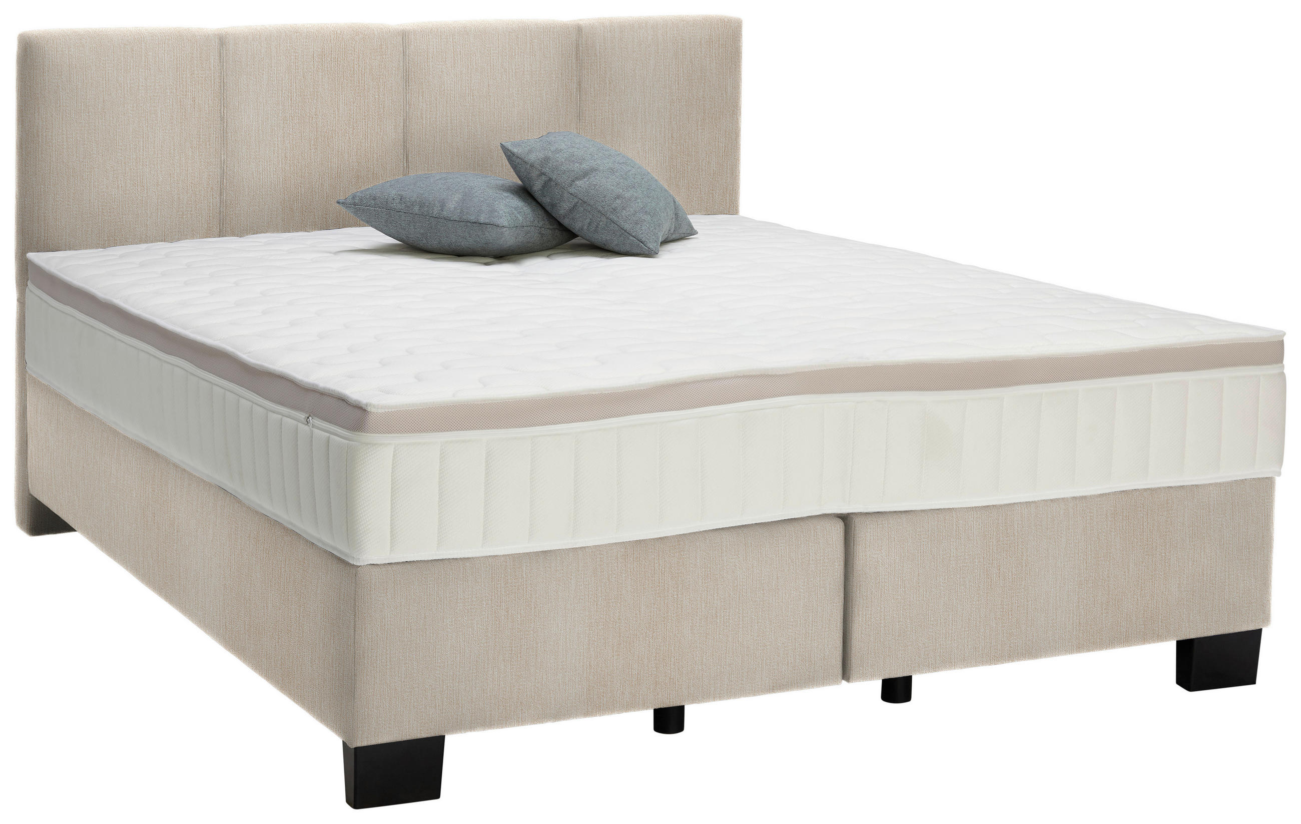 BOXSPRINGBETT 160/200 cm  in Taupe  - Taupe/Schwarz, Design, Kunststoff/Textil (160/200cm) - Hom`in