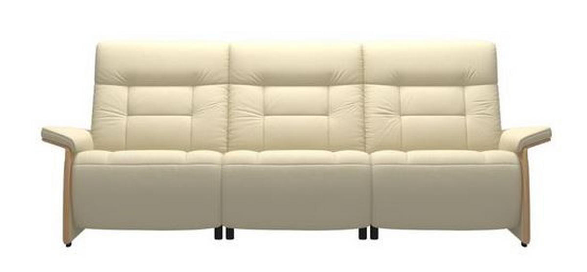 3-SITZER-SOFA Echtleder Beige  - Beige/Schwarz, KONVENTIONELL, Leder/Holz (264/102/99cm) - Stressless
