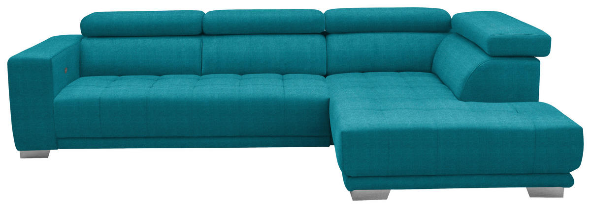 ECKSOFA in Mikrofaser Türkis  301/207 cm  - Türkis/Chromfarben, Design, Textil/Metall (301/207cm) - Xora