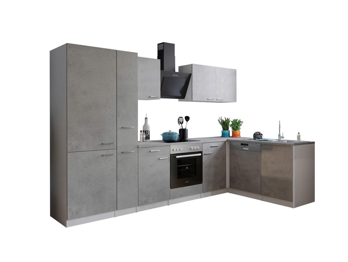 ECKKÜCHE 310/172 cm  in Grau, Weiß  - Edelstahlfarben/Weiß, Basics, Holzwerkstoff/Metall (310/172cm) - Respekta