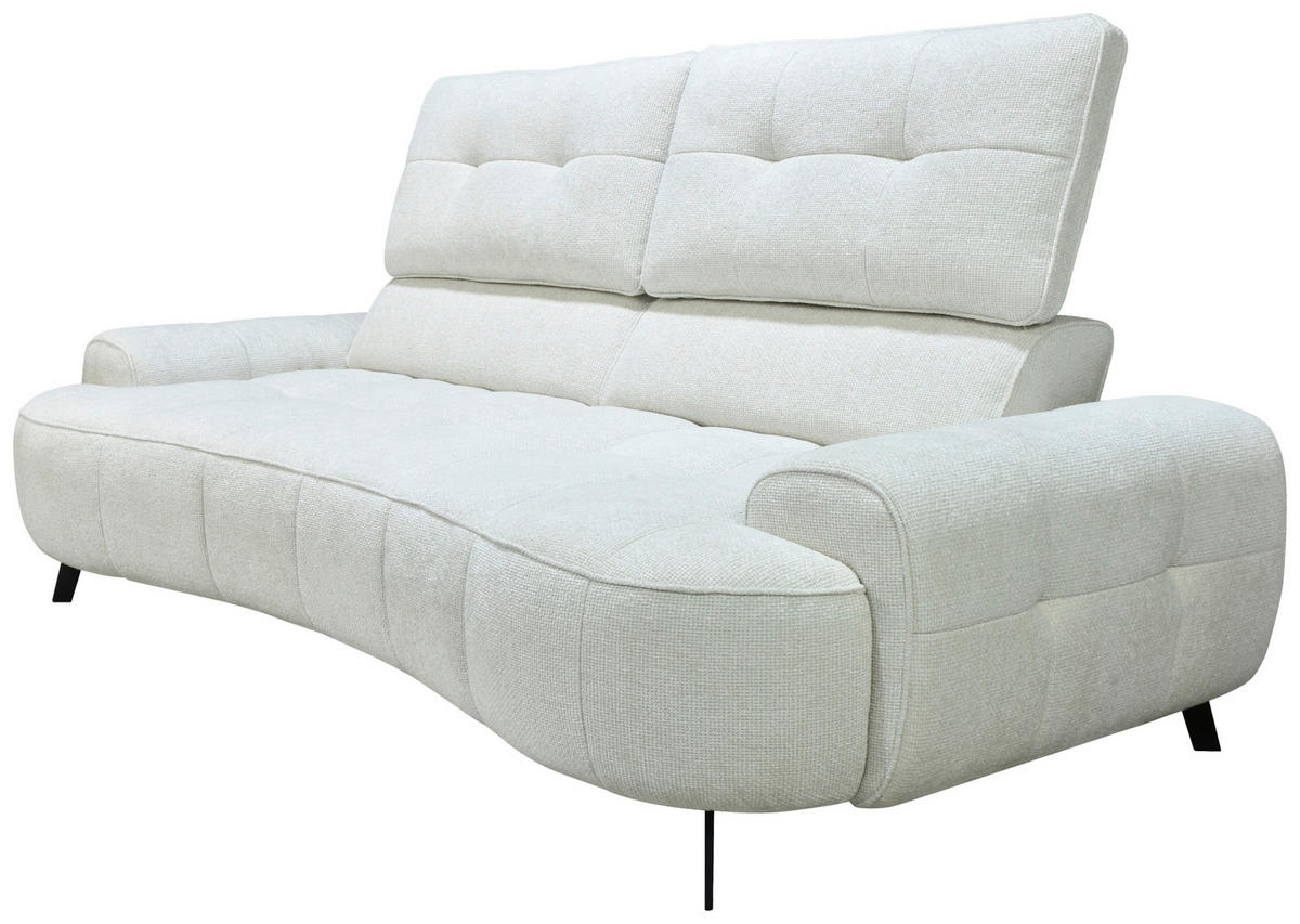 2-SITZER-SOFA Chenille Creme  - Creme/Schwarz, Design, Kunststoff/Textil (230/84/104/111/122cm) - Livetastic