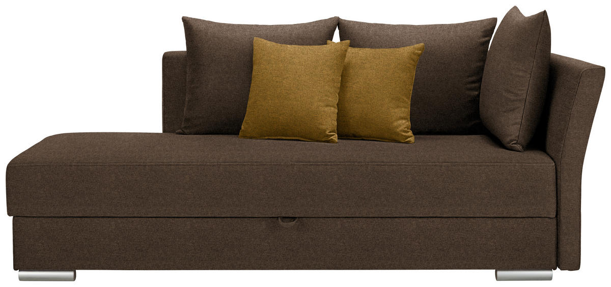 LIEGE  in Webstoff Dunkelbraun  - Chromfarben/Dunkelbraun, Design, Kunststoff/Textil (220/93/100cm) - Xora