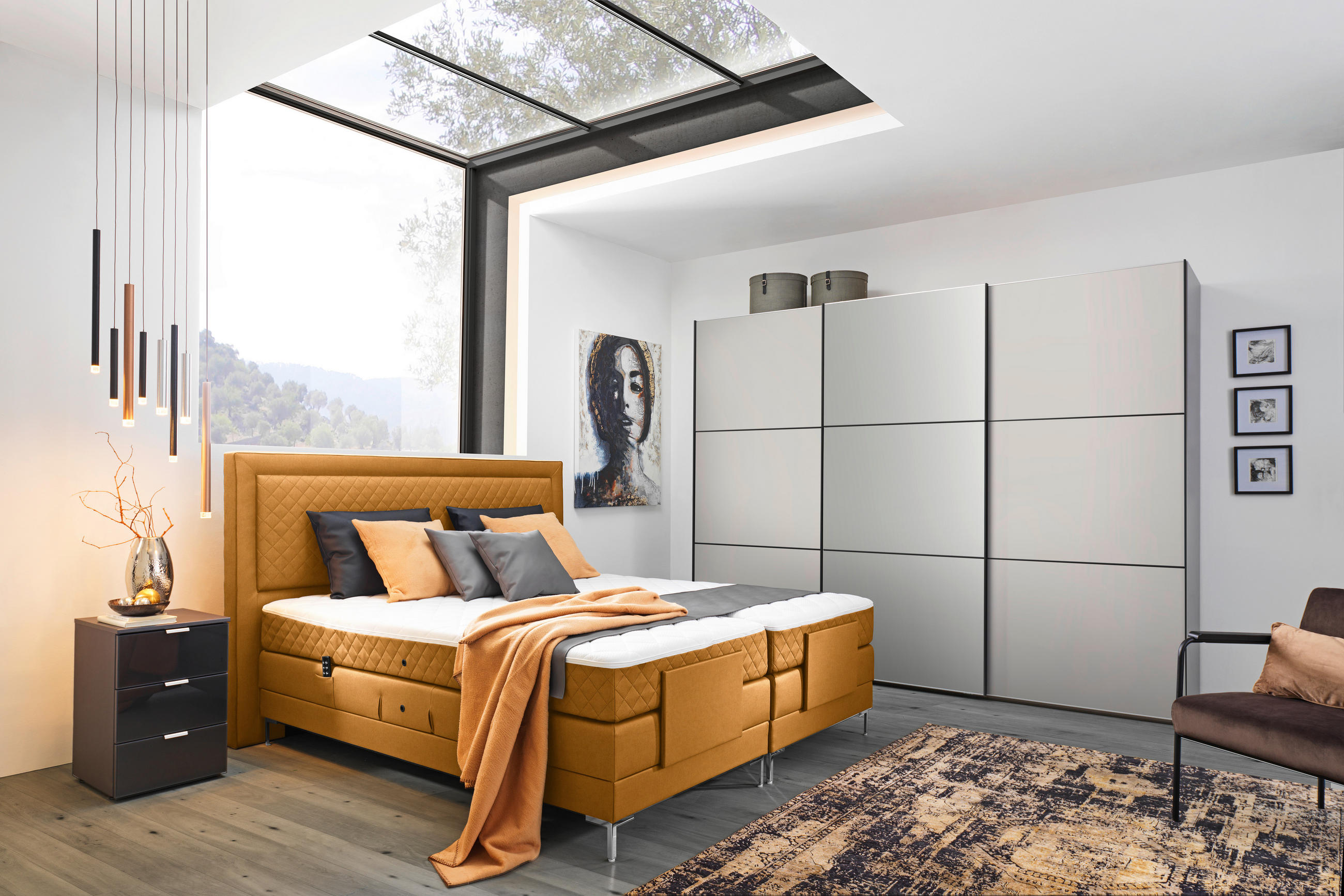 BOXSPRINGBETT 160/200 cm  in Orange  - Alufarben/Orange, Design, Textil/Metall (160/200cm) - Welnova