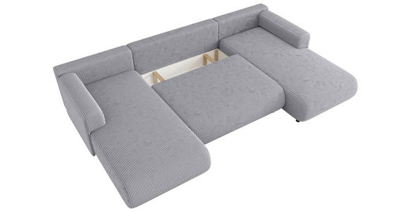 Wohnlandschaft inkl. Funktion Grau Cord  - Schwarz/Grau, KONVENTIONELL, Textil (200/360/200cm) - Xora