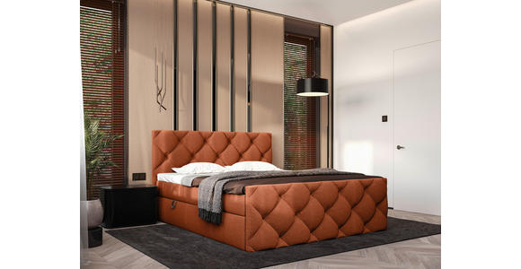 BOXBETT 160/200 cm in Rostfarben - Rostfarben/Schwarz, KONVENTIONELL, Kunststoff/Textil (160/200cm) - Carryhome