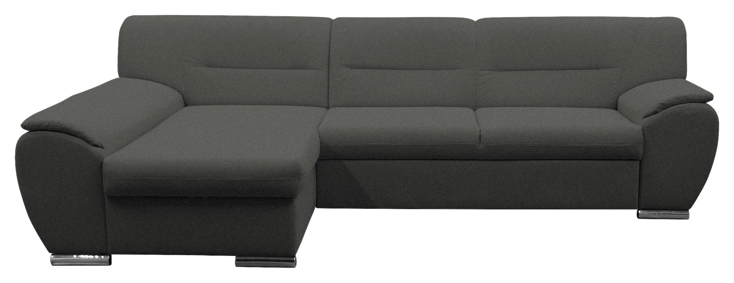 ECKSOFA Grau Flachgewebe Bettkasten, Schlaffunktion, Rücken echt  - Silberfarben/Grau, Design, Kunststoff/Textil (167/281cm) - MID.YOU