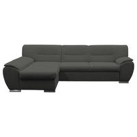 ECKSOFA 167/281 cm  in Flachgewebe Grau Bettkasten, Schlaffunktion, Rücken echt  167/281 cm  - Silberfarben/Grau, Design, Kunststoff/Textil (167/281cm) - MID.YOU