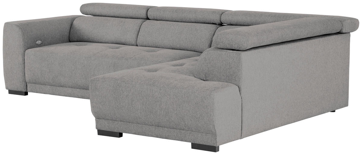 ECKSOFA Ottomane rechts, Eckteil  Dunkelgrau Struktur  - Dunkelgrau/Schwarz, Design, Kunststoff/Textil (284/205cm) - Xora
