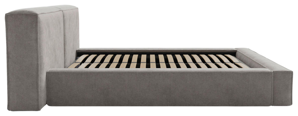 POLSTERBETT Lattenrost, Bettkasten 180/200 cm  in Hellgrau  - Hellgrau/Schwarz, Design, Holz/Textil (180/200cm) - Boxxx