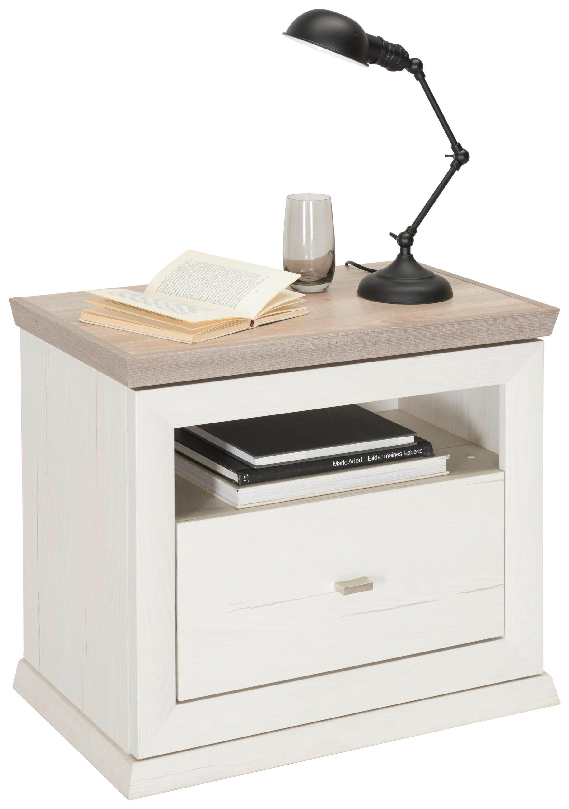 NACHTSCHRANK Grau, Weiß - Weiß/Grau, LIFESTYLE, Metall (63/55/38cm) - Hom`in