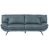 3-SITZER-SOFA in Echtleder Blau  - Blau/Schwarz, Design, Leder/Metall (226/95/95cm) - Celina
