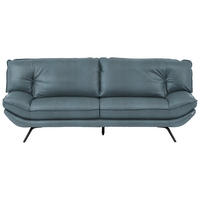 3-SITZER-SOFA in Leder Blau  - Blau/Schwarz, Design, Leder/Metall (226/95/95cm) - Celina