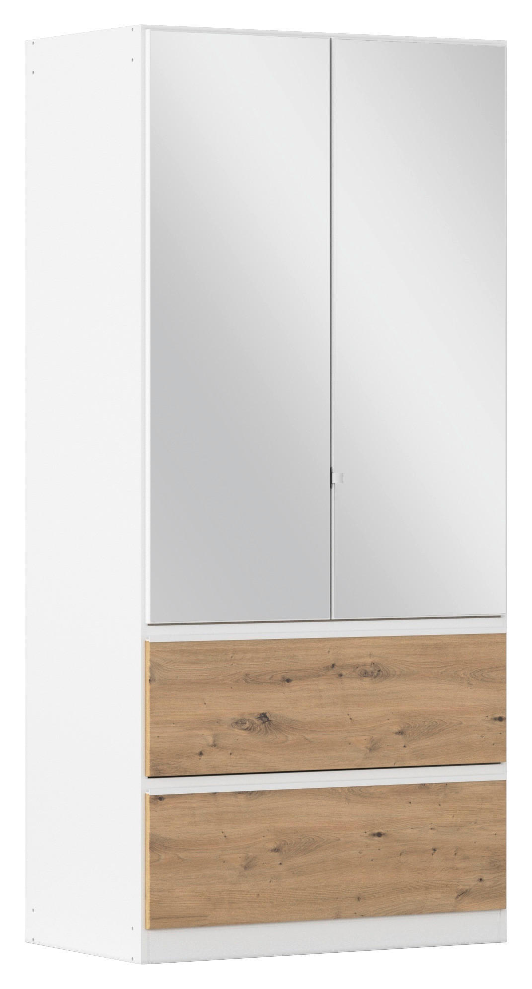 DREHTÜRENSCHRANK in Weiss, Eiche Artisan  - Weiss/Eiche Artisan, Modern, Holzwerkstoff (91/197/54cm) - Rauch Möbel