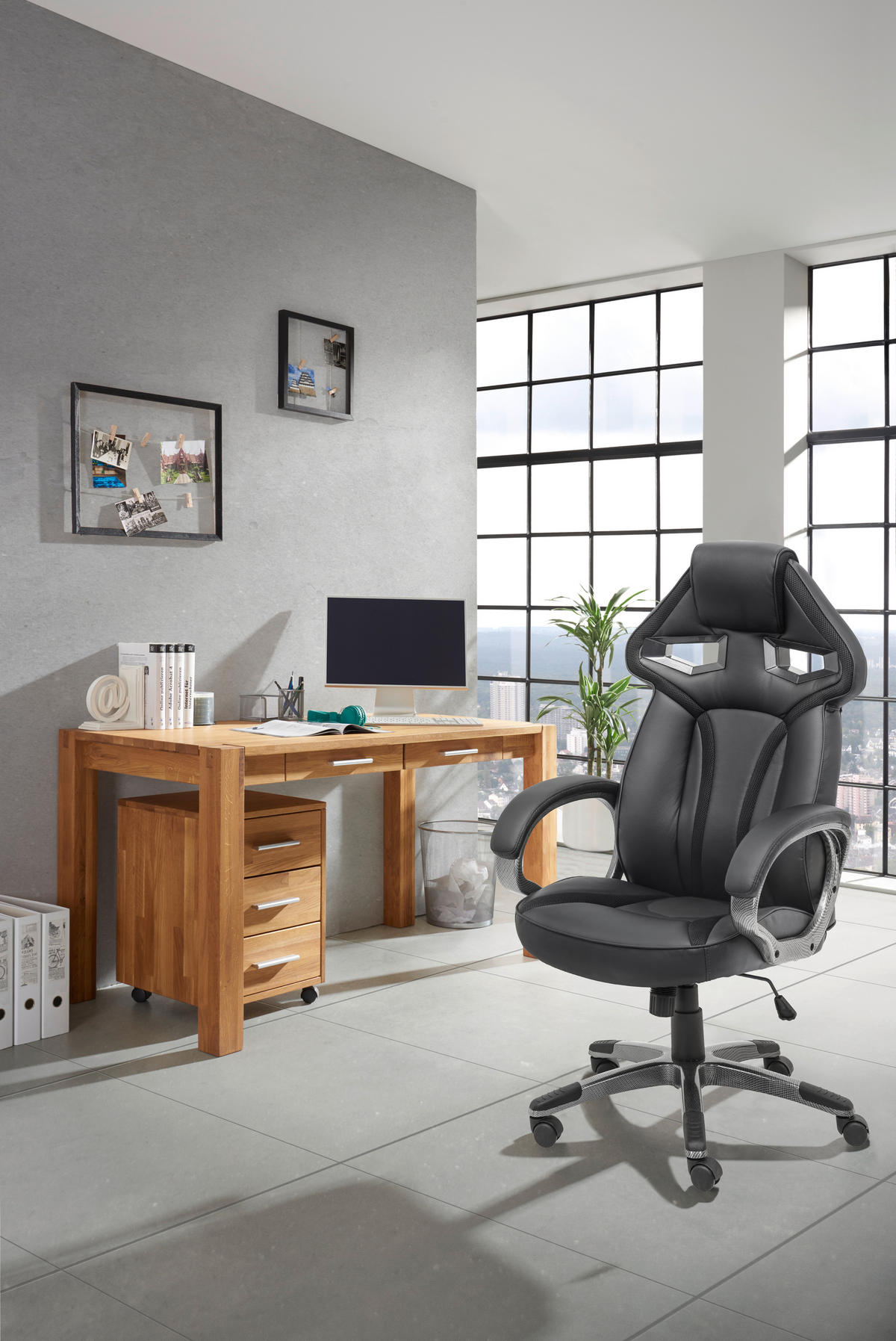 SCHREIBTISCH 140/70/76 cm  in Wildeiche  - Wildeiche/Alufarben, Natur, Holz/Kunststoff (140/70/76cm) - Linea Natura