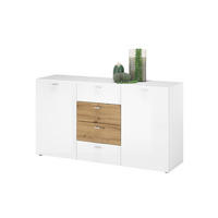 KOMODA S VRATIMA - bela visoki sjaj/bela, Osnovno, pločasti materijal/plastika (150/80/40cm) - Carryhome