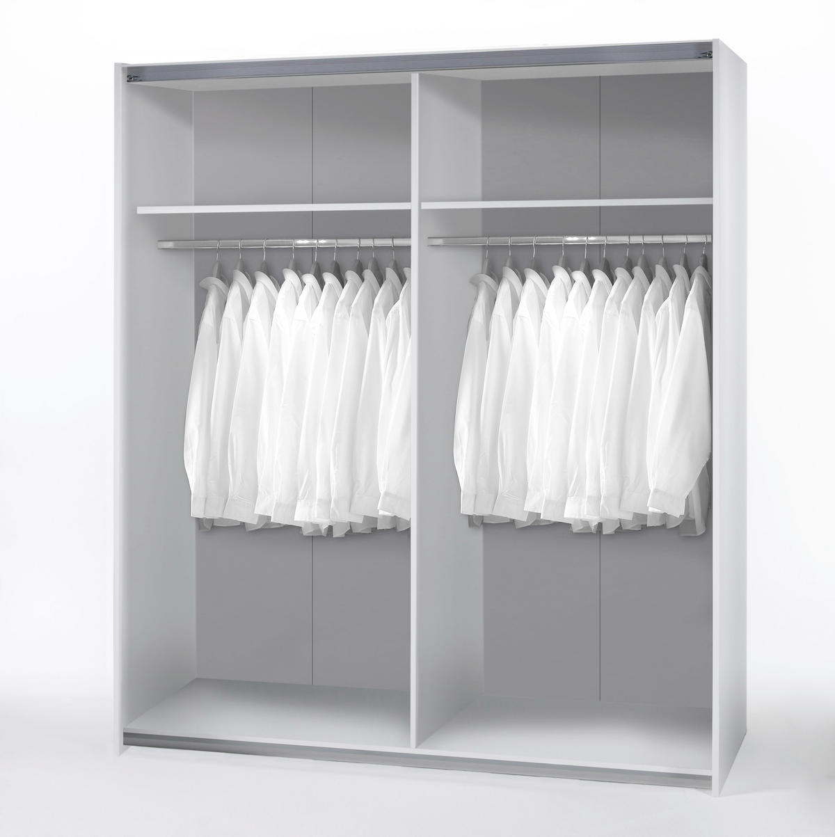 DULAP CU UșI CULISANTE in alb  - alb/culoare lemn stejar, Design, metal/material pe bază de lemn (170/195/59cm) - P & B