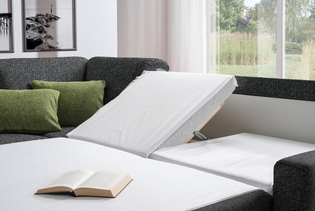 WOHNLANDSCHAFT  in Mikrovelours Anthrazit  - Anthrazit/Alufarben, KONVENTIONELL, Textil (158/323/237cm) - Sedda