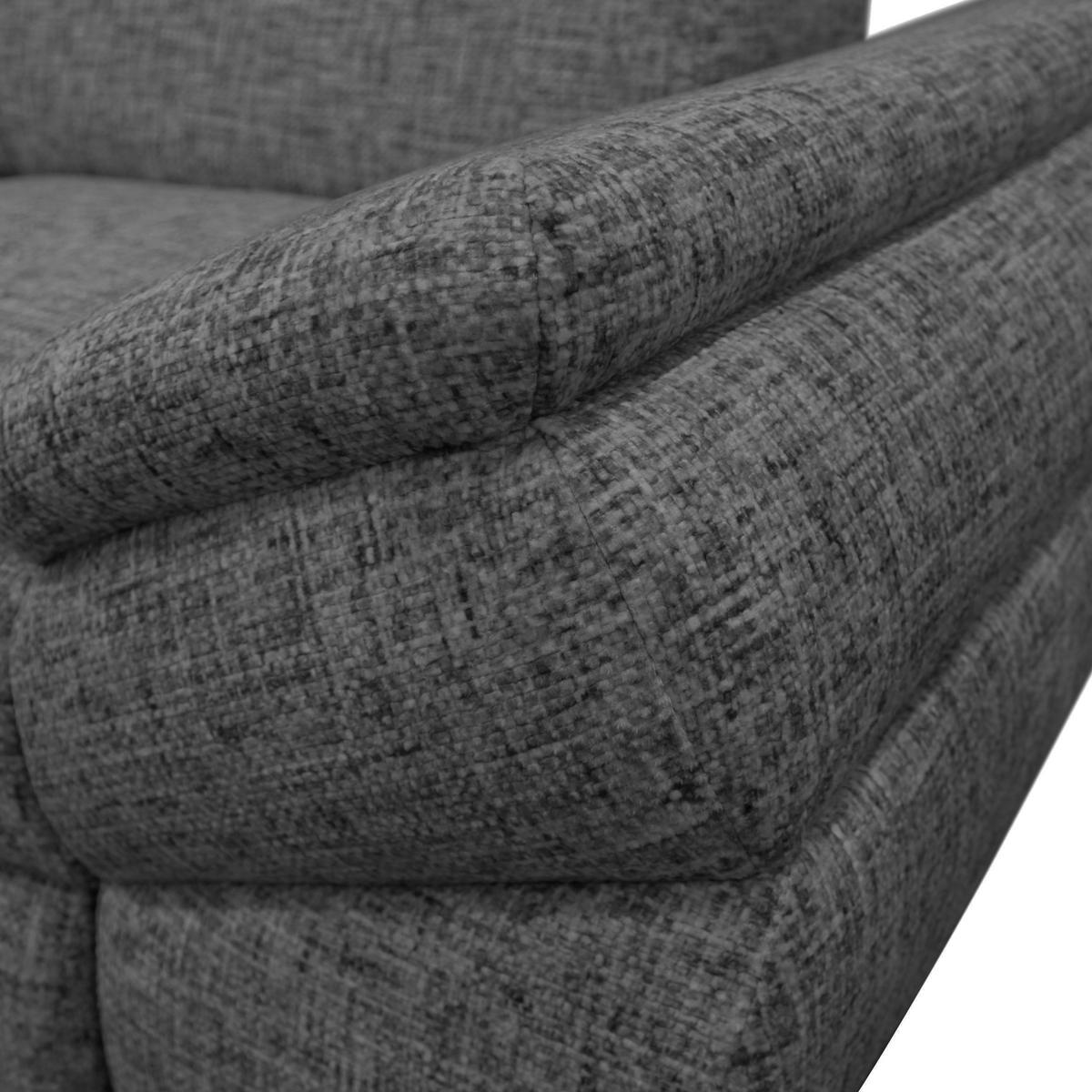 ECKSOFA in Struktur, Plüsch Dunkelgrau  - Dunkelgrau/Schwarz, Design, Textil/Metall (201/274cm) - MID.YOU