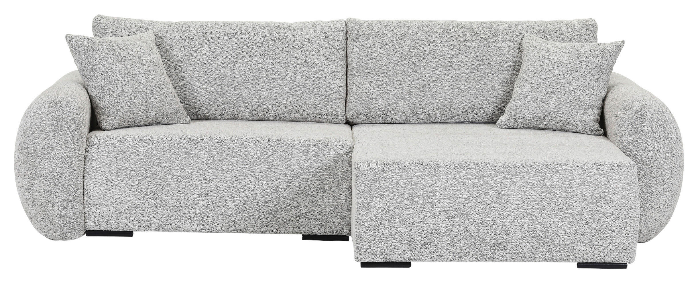 ECKSOFA Grau Flachgewebe Zierkissen, Rückenkissen, Bettkasten, Schlaffunktion, Rücken echt, Liegefläche im Originalstoff  - Schwarz/Grau, KONVENTIONELL, Kunststoff/Textil (250/145cm) - Carryhome