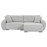 ECKSOFA Grau Flachgewebe Zierkissen, Rückenkissen, Bettkasten, Schlaffunktion, Rücken echt, Liegefläche im Originalstoff  - Schwarz/Grau, KONVENTIONELL, Kunststoff/Textil (250/145cm) - Carryhome