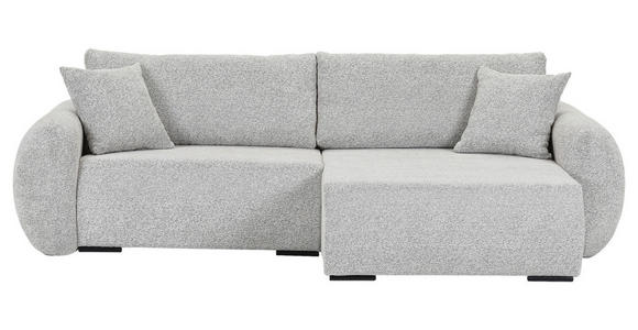 ECKSOFA Grau Flachgewebe Zierkissen, Rückenkissen, Bettkasten, Schlaffunktion, Rücken echt, Liegefläche im Originalstoff  - Schwarz/Grau, KONVENTIONELL, Kunststoff/Textil (250/145cm) - Carryhome