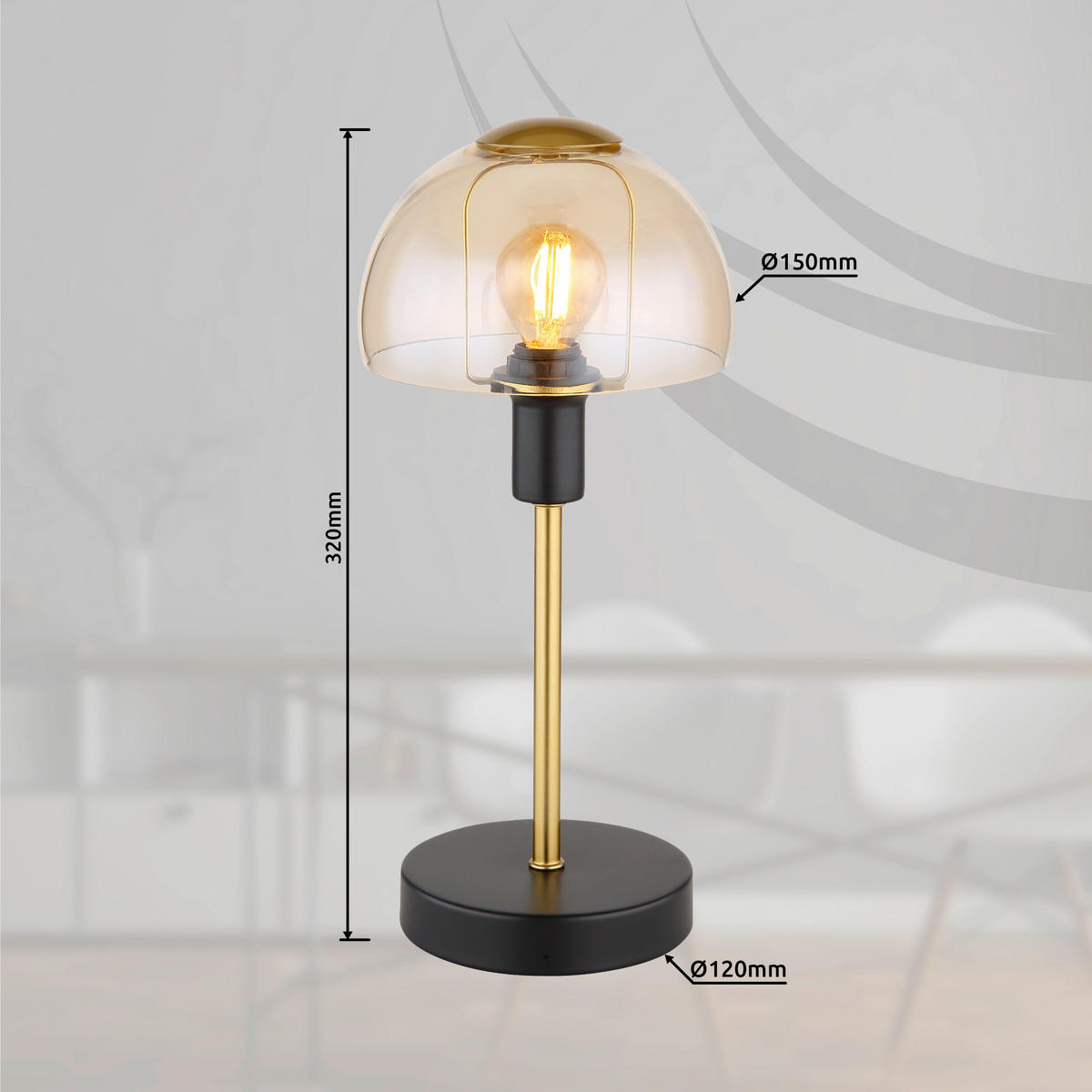 STONA LAMPA Kokkini  - zlatna/crna, Trendi, staklo/metal (15/32,5cm)