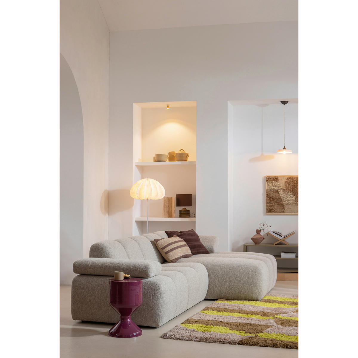 SOFAELEMENT Mojo in Bouclé Beige  - Beige, MODERN, Kunststoff/Textil (164/74/97cm) - Livetastic