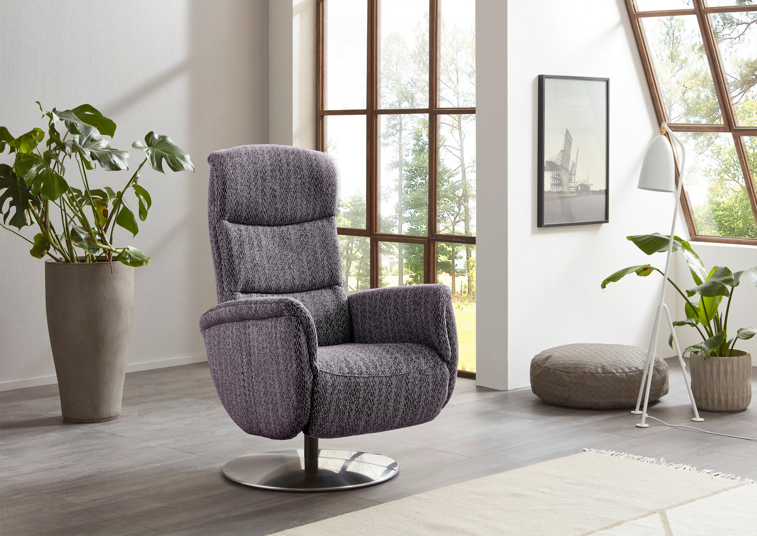 RELAXSESSEL in Textil Lila  - Edelstahlfarben/Lila, Design, Textil/Metall (71/112/83cm) - Dieter Knoll
