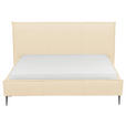 POLSTERBETT 140/200 cm,  in Beige, gepolstertes Kopfteil,  - Beige/Schwarzchrom, KONVENTIONELL, Leder/Metall (140/200cm) - Esposa