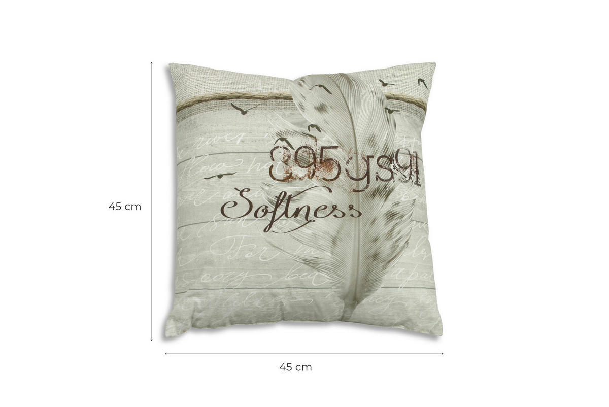 OUTDOOR-KISSEN in Grau, Beige Federn 48/48 cm  - Beige/Grau, Design, Textil (48/48cm)