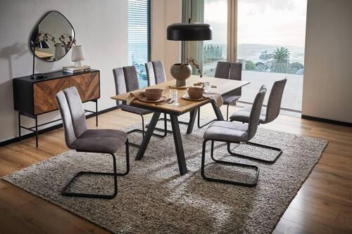 ESSTISCH in Metall, Holzwerkstoff 140/90/75 cm  - Eichefarben/Anthrazit, Design, Holzwerkstoff/Metall (140/90/75cm) - Venjakob
