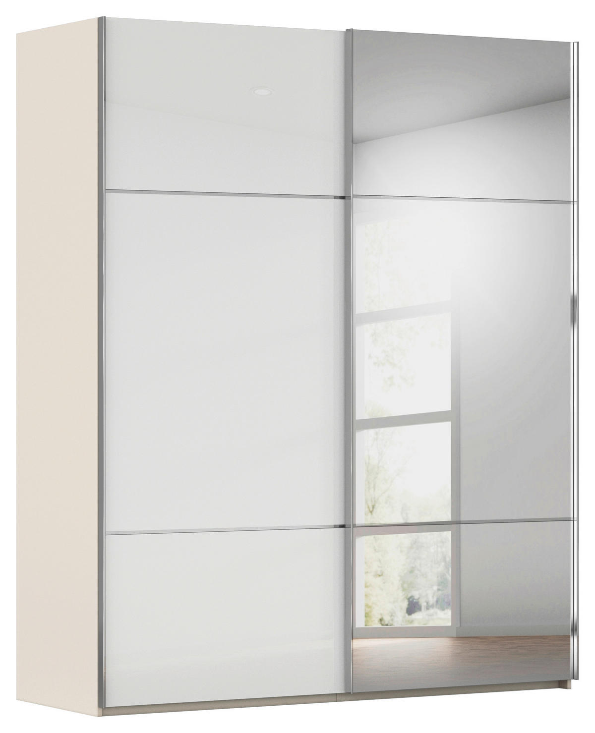 SCHWEBETÜRENSCHRANK in Weiss, Champagner  - Chromfarben/Weiss, Konventionell, Glas/Holzwerkstoff (181/223/68cm) - Novel