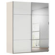 SCHWEBETÜRENSCHRANK 201/223/68 cm 2-türig Weiß, Champagner  - Chromfarben/Champagner, KONVENTIONELL, Glas/Holzwerkstoff (201/223/68cm) - Novel