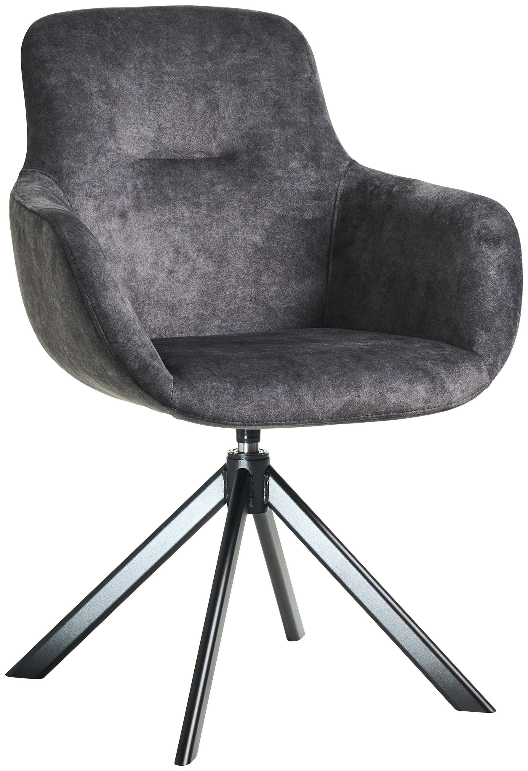 ARMLEHNSTUHL  in Edelstahl Velours  - Schwarz/Grau, Basics, Textil/Metall (62/89/61cm) - Celina Home