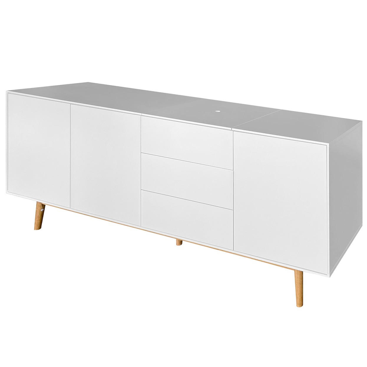 SIDEBOARD 200/80/45 cm  in Weiss, Eichefarben  - Weiss/Eichefarben, Design, Holz/Holzwerkstoff (200/80/45cm) - home24