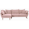 ECKSOFA in Mikrofaser Rosa  - Buchefarben/Rosa, Trend, Holz/Textil (170/267cm) - Ambia Home