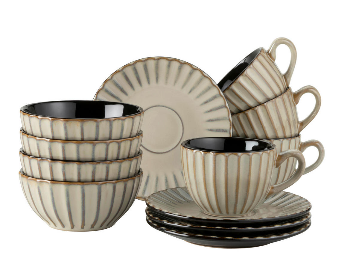 FRÜHSTÜCKSSERVICE Confino 12-teilig  - Hellbraun, Basics, Keramik - Mäser