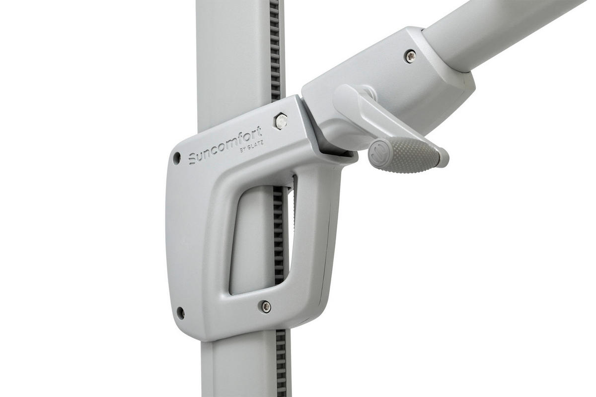 AMPELSCHIRM 300x300 cm Hellgrau  - Platinfarben/Silberfarben, KONVENTIONELL, Textil/Metall (300/300cm) - Suncomfort by Glatz