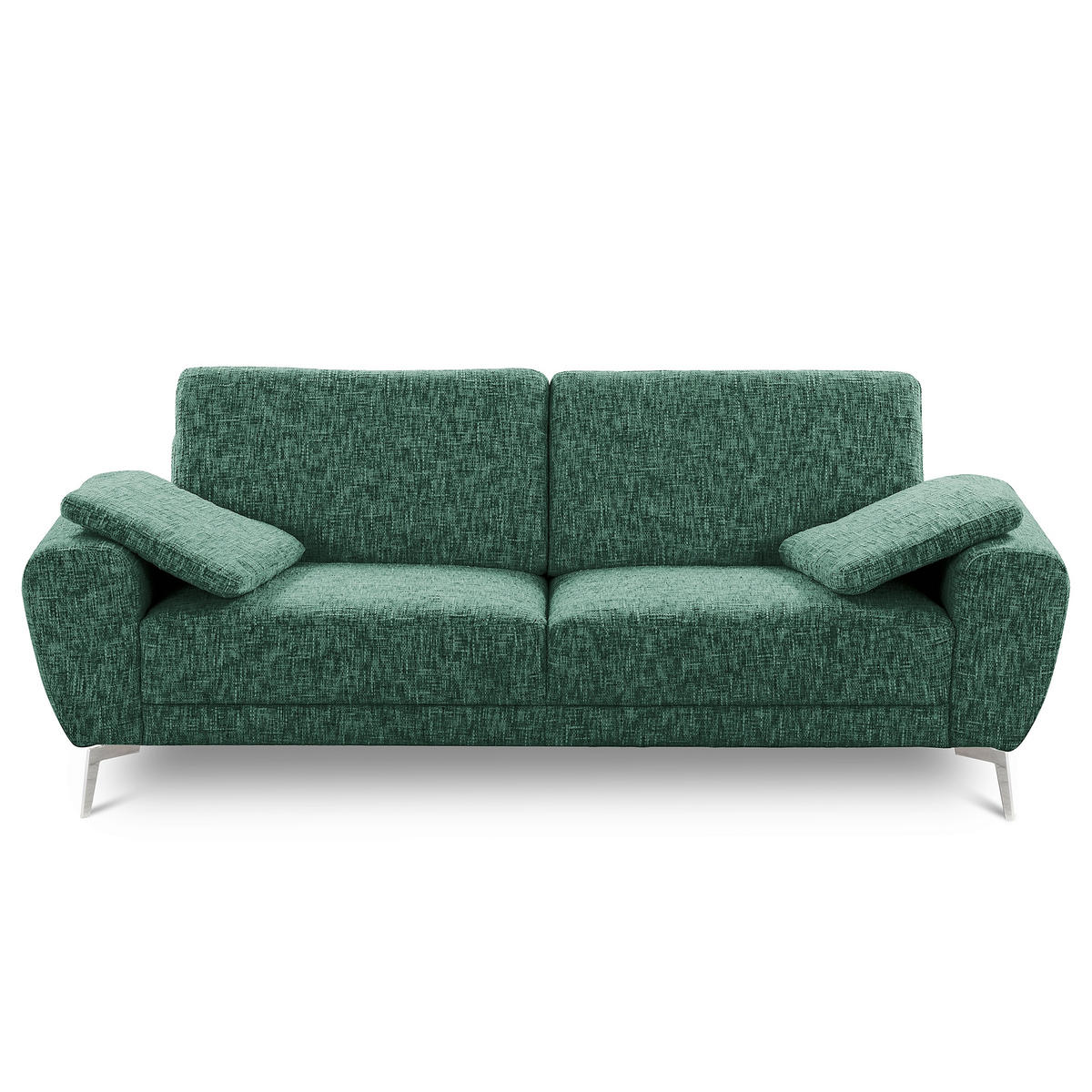 3-SITZER-SOFA SPRING in Webstoff Grün Modern  - Chromfarben/Grün, Design, Textil/Metall (187/85/92cm) - Livetastic