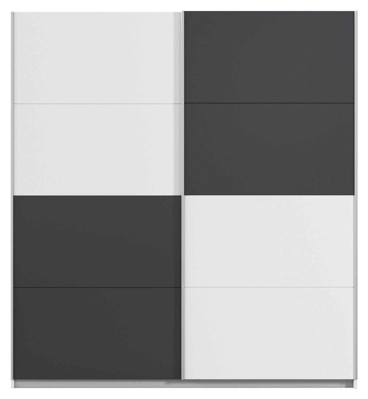 SCHWEBETÜRENSCHRANK in Graphitfarben, Weiss  - Weiss/Alufarben, Modern, Holzwerkstoff/Metall (181/197/61cm) - Rauch Möbel