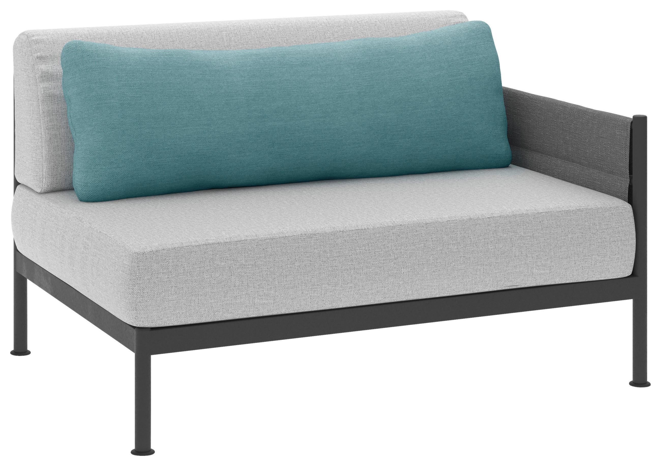 LOUNGEENDTEIL links 125/73/92 cm Aluminium - Anthrazit/Petrol, Design, Textil/Metall (125/73/92cm) - Lomoco
