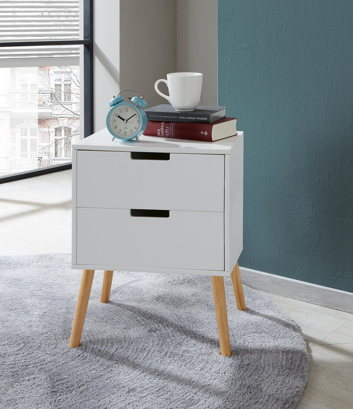 ÉJJELISZEKRÉNY tömör feketefenyő natúr, fehér  - natúr/fehér, Design, faalapú anyag/fa (40/60/30cm) - Xora