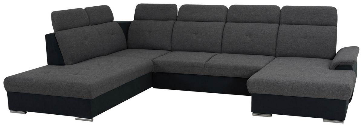 SEDACÍ SOUPRAVA, textil, černá, tmavě šedá - barvy stříbra/černá, Design, textil/plast (263/365/187cm) - Cantus