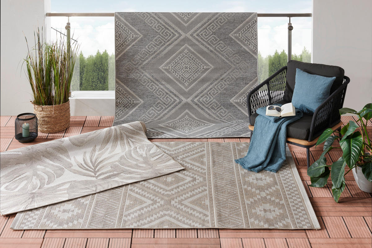 VENKOVNÍ KOBEREC, 200/250 cm, hnědá, béžová - hnědá/béžová, Design, textil/plast (200/250cm) - Novel