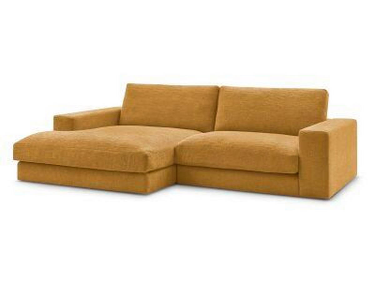 ECKSOFA Ottomane links  LEONARD  Gelb Struktur  - Gelb/Schwarz, MODERN, Kunststoff/Textil (159/274cm)