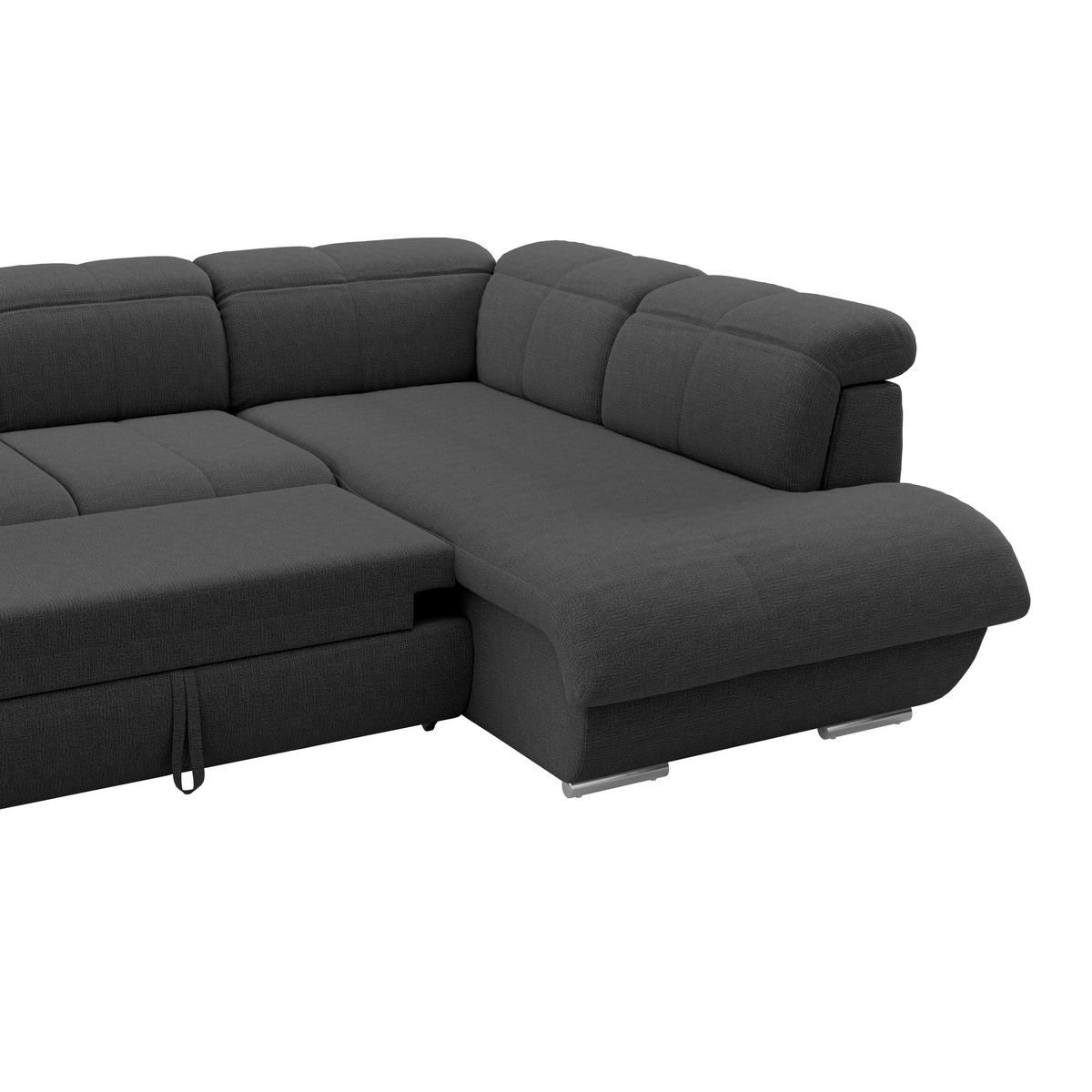WOHNLANDSCHAFT MULTI Schwarz Chenille  - Chromfarben/Schwarz, MODERN, Textil/Metall (184/345/228cm) - Livetastic